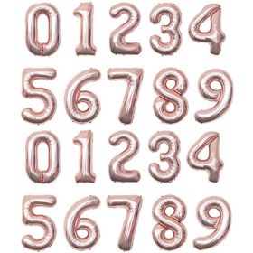 21 Inch Small Number Balloons 0-9 Wedding Wedding Room Baby Birthday Party Decoration Aluminum Foil Rose Gold Balloon Set