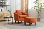 COOLMORE Accent Chair with Ottoman, Mid Century Modern Barrel Chair Upholstered Club Tub Round Arms Chair for Living Room