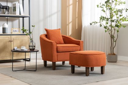 COOLMORE Accent Chair with Ottoman, Mid Century Modern Barrel Chair Upholstered Club Tub Round Arms Chair for Living Room