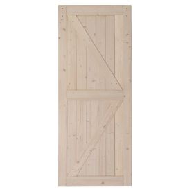 36 in. x 84 in. Unfinished Sliding Barn Door ; K Frame; Solid Spruce Wood; Requires Simple DIY Assembly