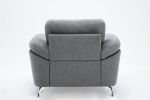 Villanelle 42.5" Light Gray Linen Chair with Chrome Finish Legs