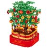 494PCS City Rotating Light Music Box Kumquat Tree Building Blocks Friends New Year Potted Plants Bricks Toys For Kids Gift
