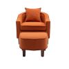 COOLMORE Accent Chair with Ottoman, Mid Century Modern Barrel Chair Upholstered Club Tub Round Arms Chair for Living Room