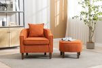 COOLMORE Accent Chair with Ottoman, Mid Century Modern Barrel Chair Upholstered Club Tub Round Arms Chair for Living Room