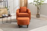 COOLMORE Accent Chair with Ottoman, Mid Century Modern Barrel Chair Upholstered Club Tub Round Arms Chair for Living Room