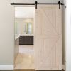 36 in. x 84 in. Unfinished Sliding Barn Door ; K Frame; Solid Spruce Wood; Requires Simple DIY Assembly