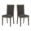 Dining Chairs Set of 2 Wood Dining Room Chair with MDF + sponge Back, Kitchen Room Chair Side Chair, Light grey Base with Grey Cushion